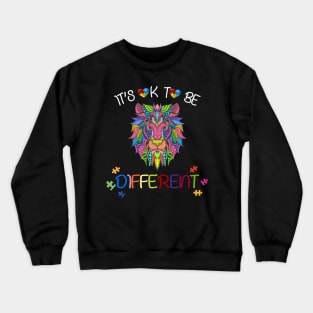 Autism Awareness Shirt It's OK to be different Colorful Lion Crewneck Sweatshirt